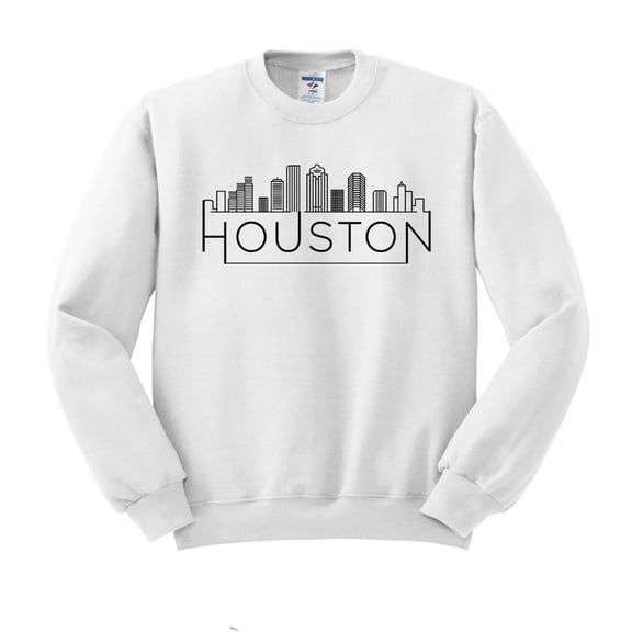 Skyline Houston Texas Sweatshirt Unisex Large White