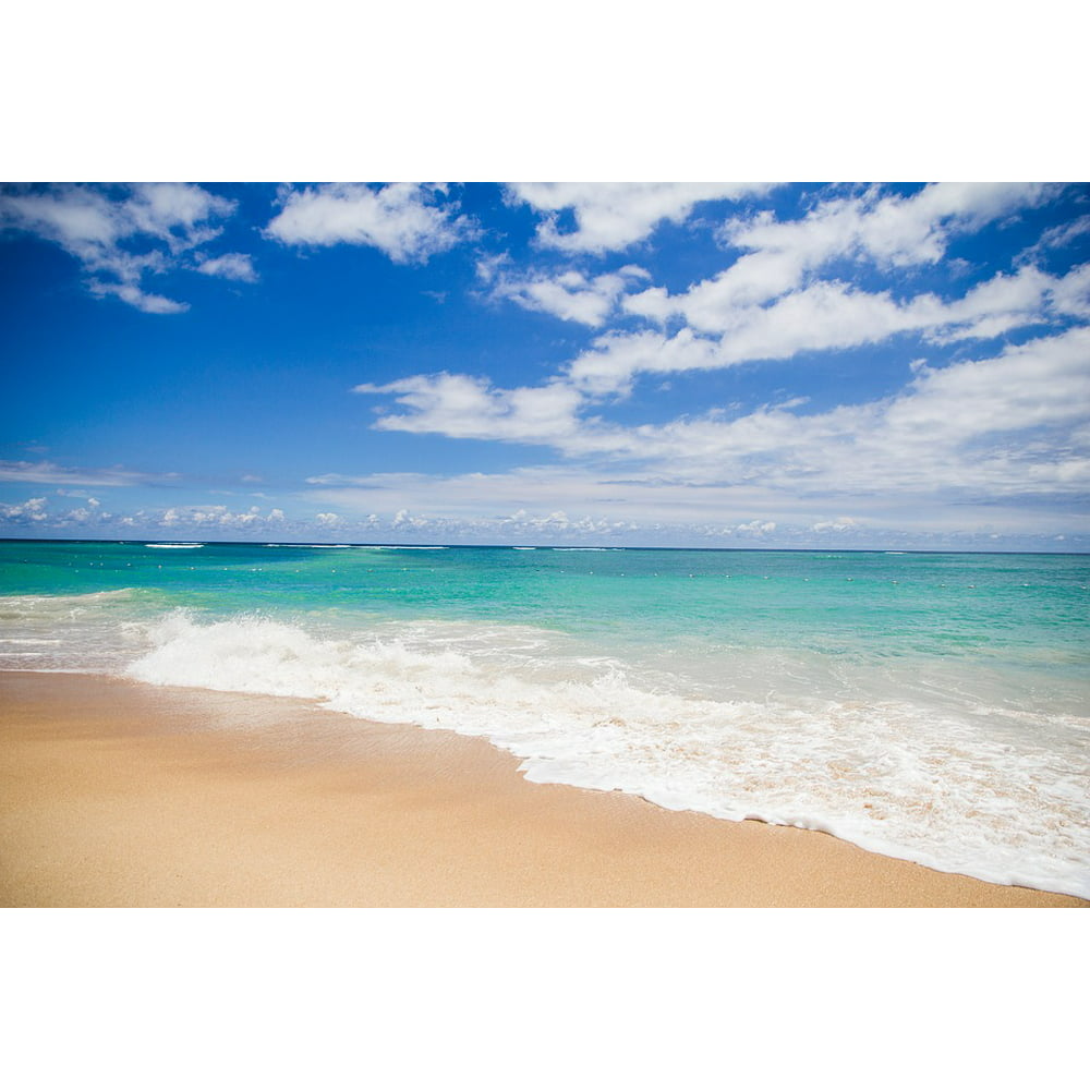 Peel-n-Stick Poster of Blue Beach Day Background Coast Beautiful Beauty Poster 24x16 Adhesive