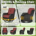 thumbnail image 4 of Gymojoy 4 Piece Outdoor Patio Furniture with a 3 Seat Sofa,Rattan Wicker Coversation Set with Swivel Rocking Chair,Balcony Sofa Set with Propane Fire Pit Table for Outside Porch Backyard Pool,Brown, 4 of 15