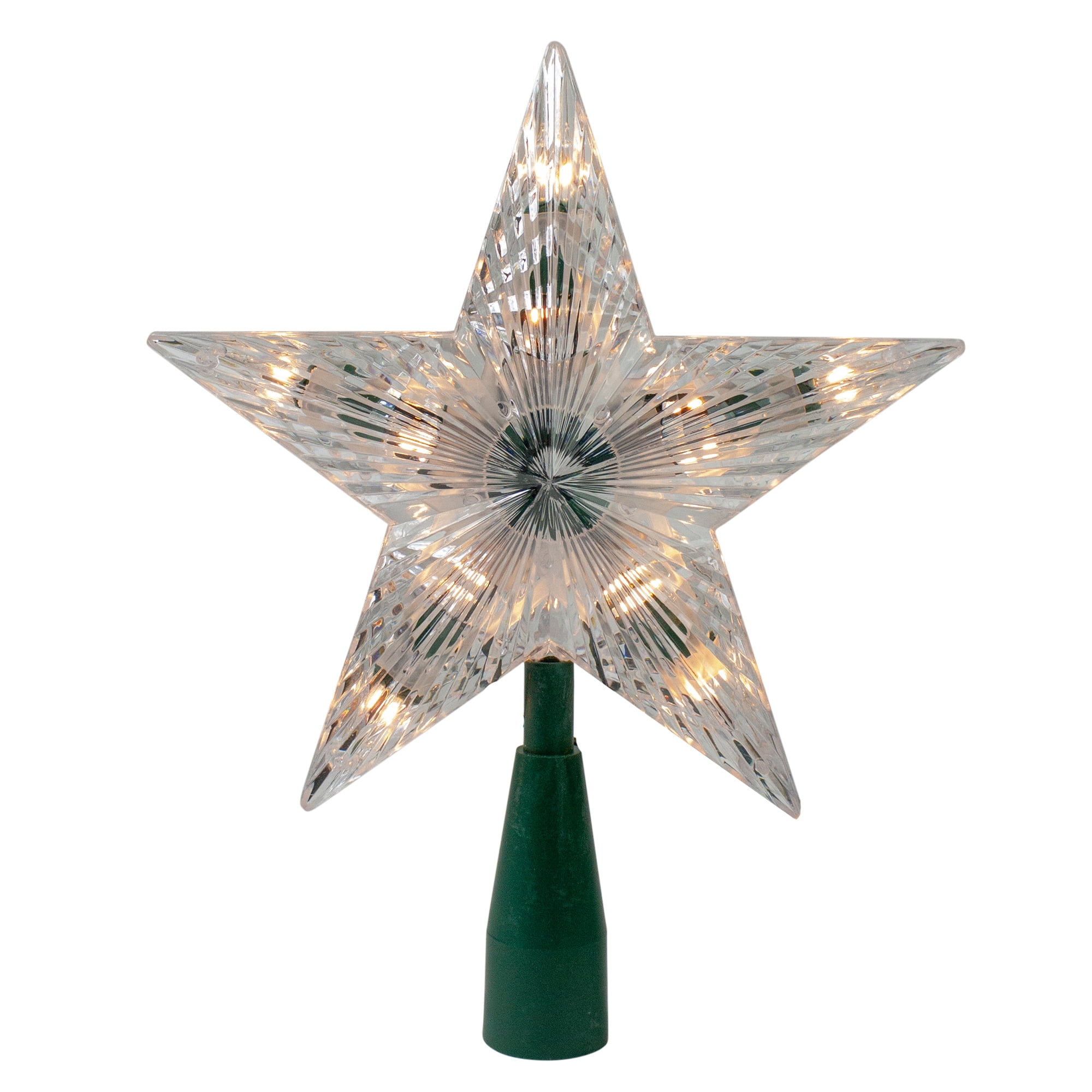 8" TALL Mult Color NEW!CHRISTMAS HOLIDAY TIME  STAR LIGHT-UP TREE TOPPER 