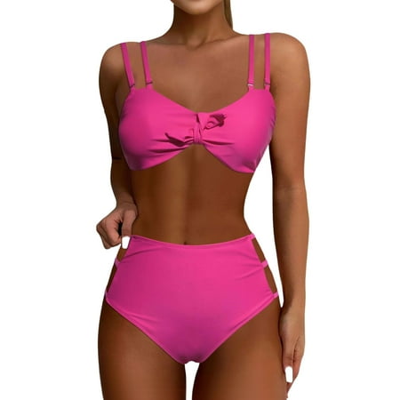 Divhosrg High Waisted Bikini Sets for Women Strapless  Bikini Sets for Women Cheeky  Girls Bathing Suit  Womens Swimwear Cover Up  Hot Pink Swim Suits for Women 2025 Bikini 2XL