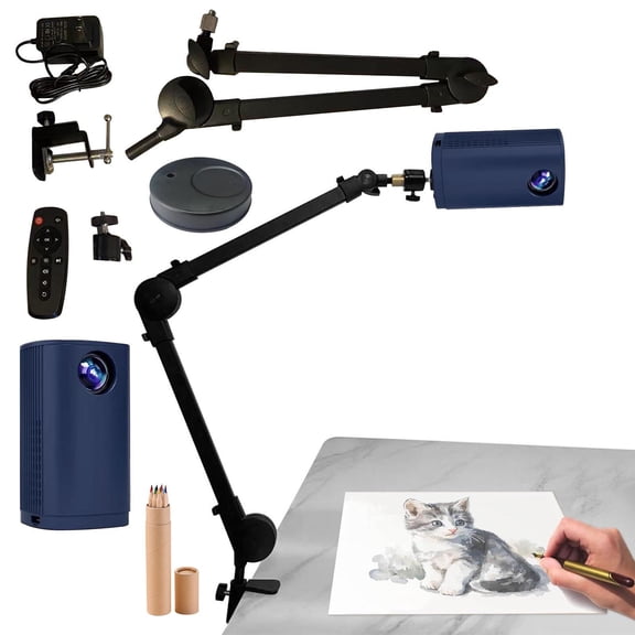 Mini Portable Art Tracing Projector, High-Resolution Digital Projector with Keystone Correction, Adjustable Focal Length for Artists Sketching Drawing Canvas Wall Art,Blue