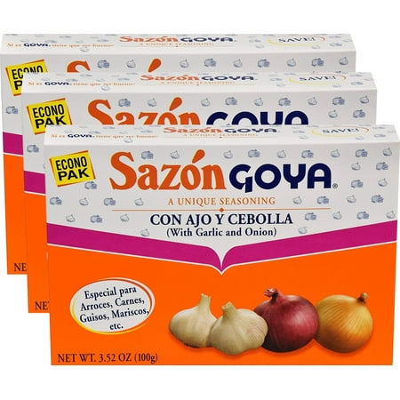 Sazon Goya Ajo y Cebolla (Garlic & Onion) 3.52 oz Pack of 3 (60 packets (Best Of The Onion)