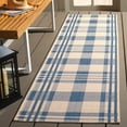 thumbnail image 2 of SAFAVIEH Courtyard Benjamin Plaid Indoor/Outdoor Runner Rug, Beige/Blue, 2'3" x 10', 2 of 13