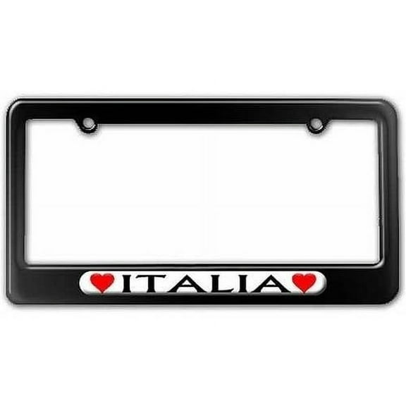 Italia Love with Hearts License Plate Tag Frame, Multiple Colors