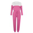 thumbnail image 5 of BLOCLOALO 2 Piece Lounge Set Pullover Crewneck Sweater Women's Outfit Crewneck Pullover Tops and Long Pants Sweatsuits with Sweatpants Long Sleeve Tops Casual Sets Casual Lounge Sets Hot Pink L, 5 of 5