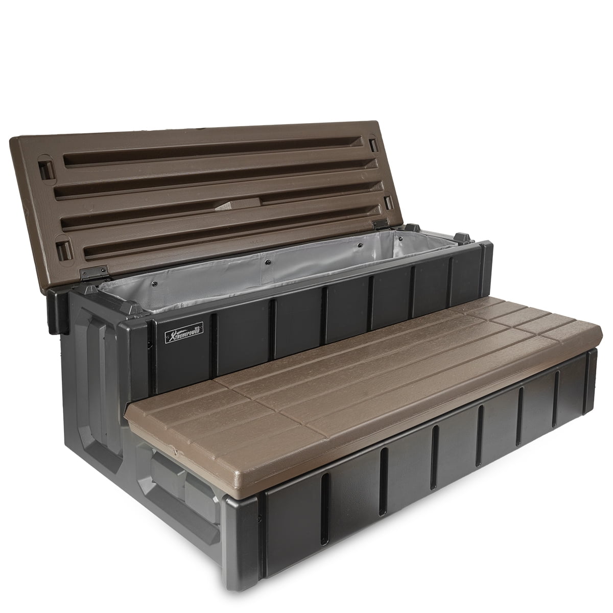 XtremepowerUS Hot Tub Steps With Storage, Spa Step, 36" Length, Camper/Deck Steps, Anti-Slip Brown