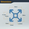 thumbnail image 2 of POWERTEC 4PK 24" 2020 T-Slot Aluminum Extrusion Profile Linear Rail - Anodized Blue, European Standard 20mm x 20mm - for CNC Machines, 3D Printer Frames, Custom Enclosures (74001N), 2 of 9