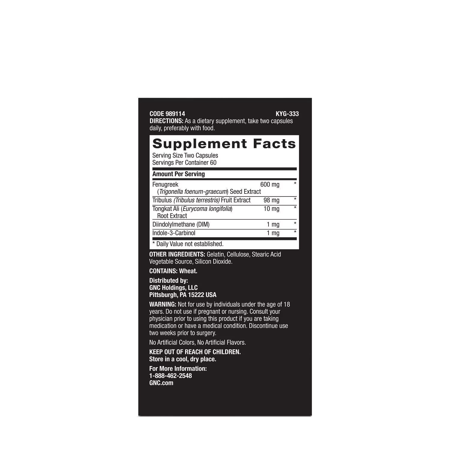GNC Men's Healthy Testosterone Caplets, 60 Count, 30 Servings