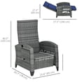 thumbnail image 3 of Outsunny Outdoor Recliner Chair with Adjustable Backrest, Cushion, Blue, 3 of 10