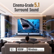 Bobtot Surround Sound Systems Wireless Rear Satellite Speakers - 800W 6.5inch Subwoofer 5.1/2.1 Channel Home Theater Systems with ARC Optical Bluetooth Input