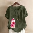 thumbnail image 3 of Camisetas de Manga Corta para las Mujeres Impreso Botón de Manga Corta Camiseta Blusa Poliéster, Ropa Casual Mirar Superior para las Mujeres, 3 of 4