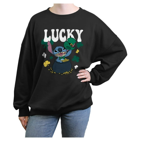 Junior's Lilo & Stitch Lucky Pot of Gold Sweatshirt