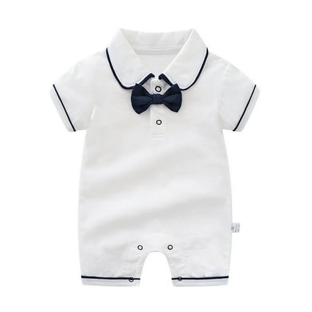 

Baby Bodysuit Boys Bow Short Sleeve Outsie Banquet Wedding Jumpsuit Clothes 3 Months-6 Months