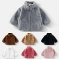 thumbnail image 6 of ZACPNCV Kids Fall Winter Coat Zip Up Fleece Jacket with Pockets Warm Plush Outwear Boys Girls Stand-Up Collar Cute Tops White 3-4 Years, 6 of 6