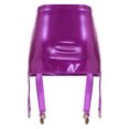thumbnail image 3 of TiaoBug Jupe Crayon Taille Haute en Cuir PVC pour Femmes Porte-Jarretelles pour Bas Rave Club Violet TTG, 3 of 6
