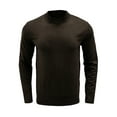 thumbnail image 3 of Grianlook Men Casual Solid Color Jumper Tops Crew Neck Knit Pullover Long Sleeve Knitted Sweaters Brown 2XL, 3 of 5