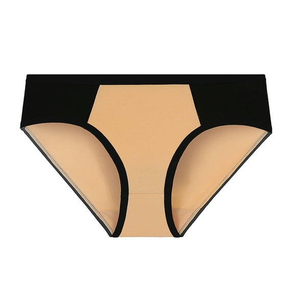 HUPOM Cotton Underwear For Women Womens Silk Underwear Medium waist Elastic Waist Solid Bikini Beige 5XL