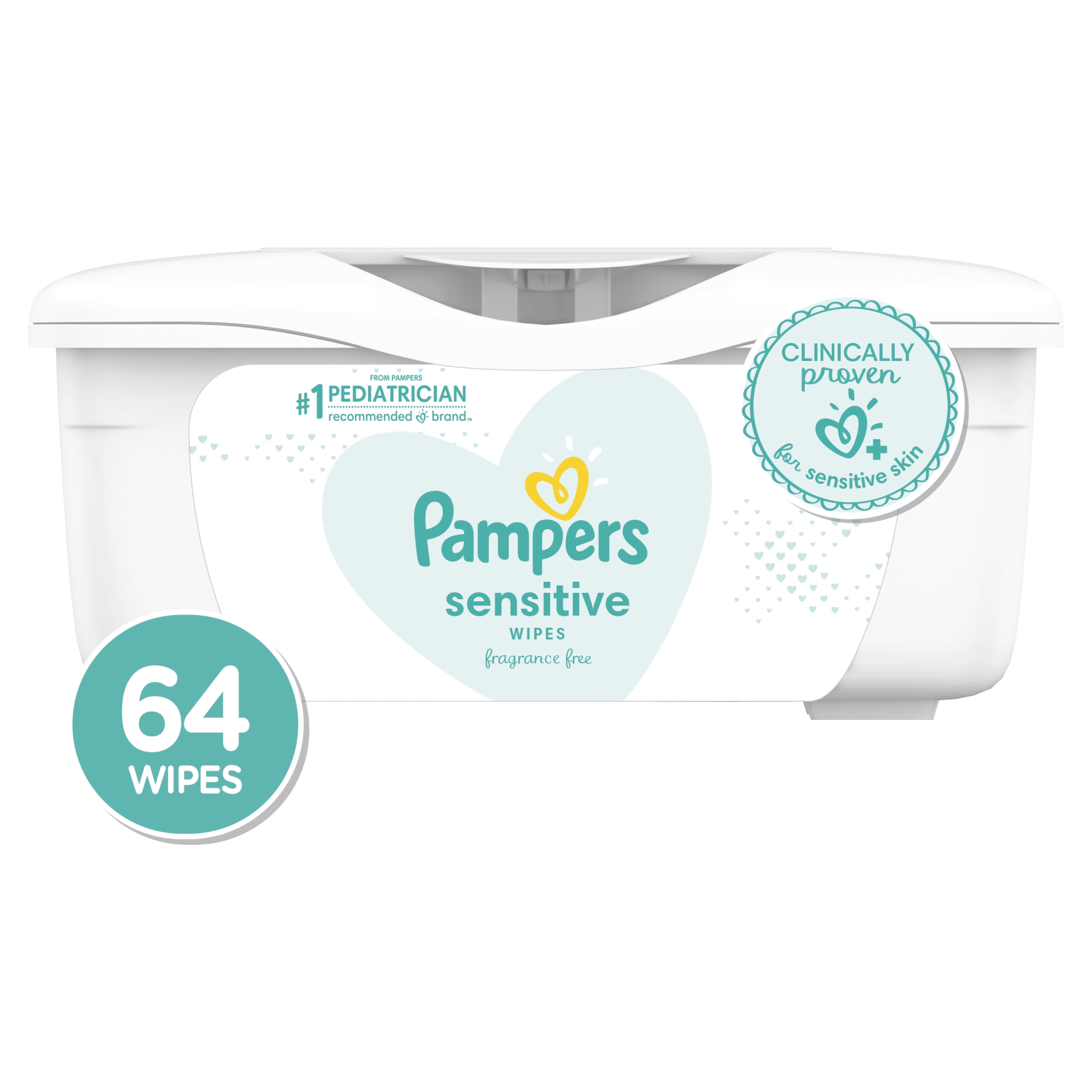 Pampers Baby Wipes Sensitive Perfume Free Tub, 64 Count