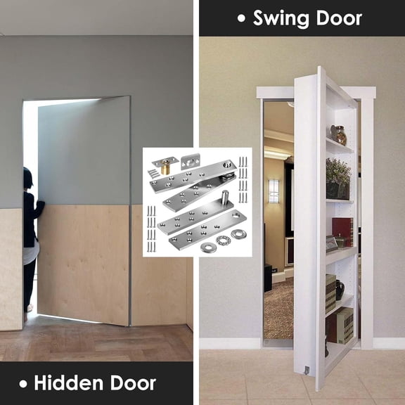 Hidden Door Pivot Hinges Heavy Duty for Max 200 Lb,Wood Doors, Hidden Hinge for Wood and Secret,Hidden Bookcase,Murphy Bookshelf (Heavy Duty 2PCS)$$Tools & Hardware Other