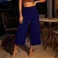 thumbnail image 2 of VBVC Women's High Waisted Pull-On Capri Pants , Ladies' Casual Palazzo Cropped Trousers , Loose Fit Lounge Culottes For Women,Navy,S-2XL, 2 of 7