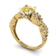 thumbnail image 2 of 1.42 ctw Solitaire with Zirconia Diamond Accents Anniversary Ring for Women | Round Cut Natural Citrine | Hyperallergenic Solid 18K Yellow/White Gold, 2 of 5