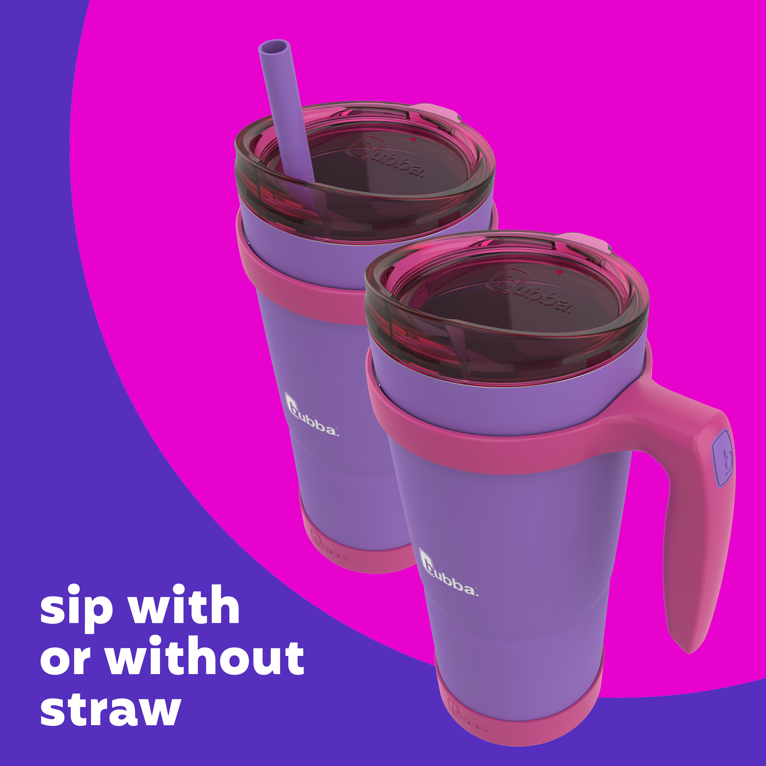bubba Envy Stainless Steel Tumbler with Removeable Handle, Bumper, Straw Rubberized in Purple 32 oz. - image 3 of 6