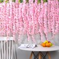 thumbnail image 4 of Artificial White Wisteria Hanging Flower 4.59Ft / 55inch Bushy Silk Wisteria Vine Garland for Wedding Party Garden Outdoor Greenery Home Wall Decor (Pack of 6), 4 of 5