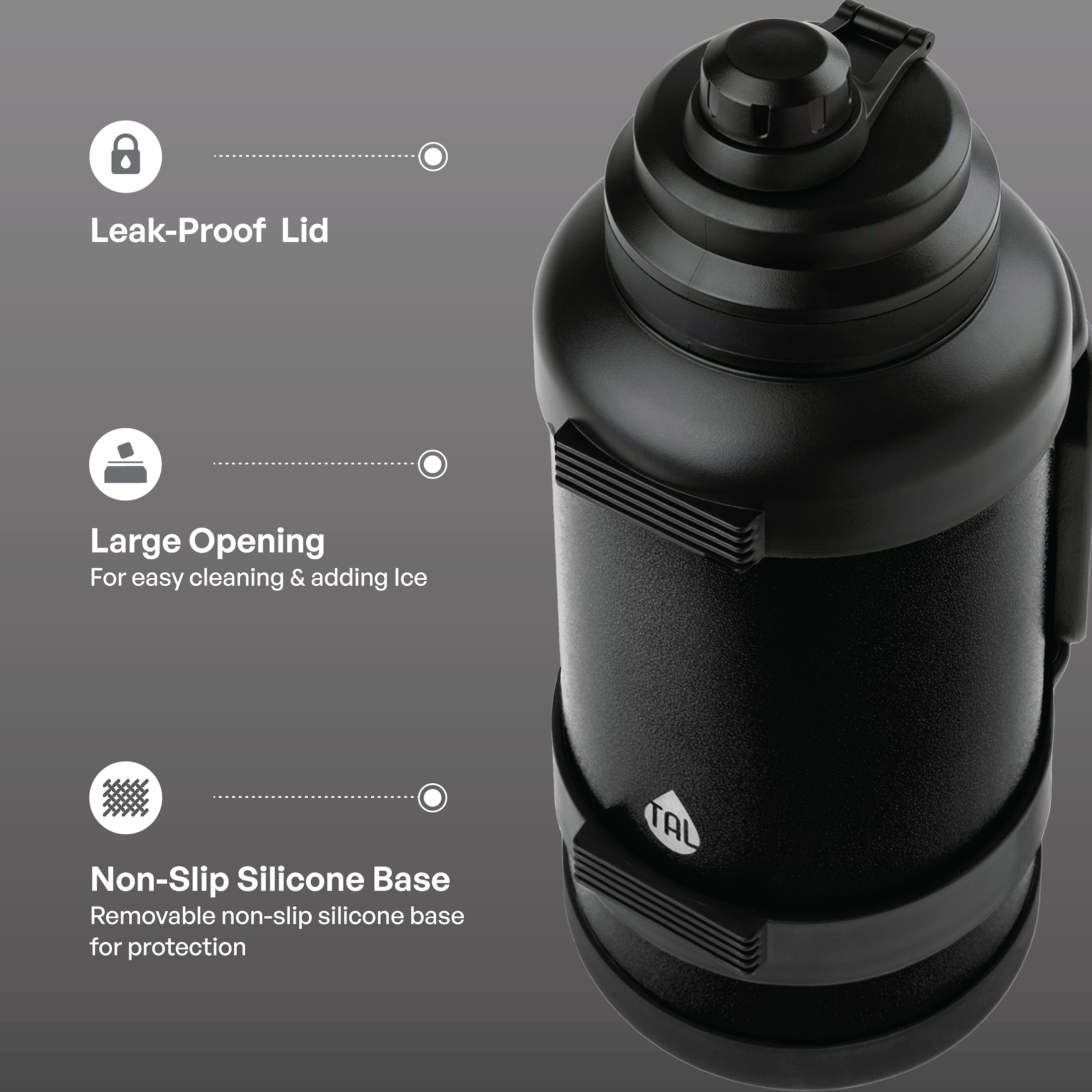 TAL Zeus 3-Liter Stainless Steel Water Bottle, Black photo 2