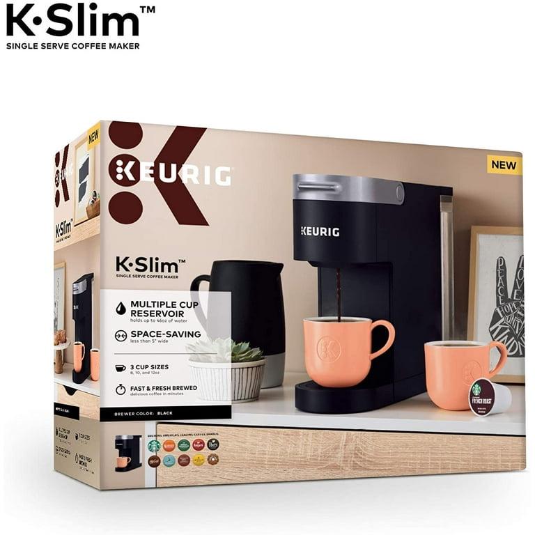 Keurig K-Slim Single-Serve K-Cup Coffee Maker, Black and Keurig Standalone  Milk Frother, Black