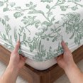 thumbnail image 3 of Twin Sze Fitted Sheet Set - Green Flower 2 Piece Bedding Sets 16" Deep Pocket Fitted Sheet with 1 Pillowcase, Farmhouse Vintage Boho Leaf Spring Brushed Microfiber Hotel Luxury Bed Sheets, 3 of 9