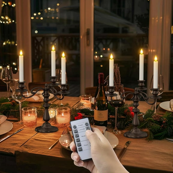 10pcs Flameless Rechargeable Taper Candles