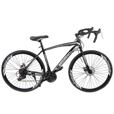 Jessboyy 700c Road Bike 7 Speed Light Carbon Steel Frame Front Suspension Fork Disc Brake Black White in El Salvador at USD 411 Rating 5