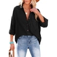 thumbnail image 1 of Blusa de mujer de muselina de manga larga camisa de algodón tops casuales camisa, 1 of 8