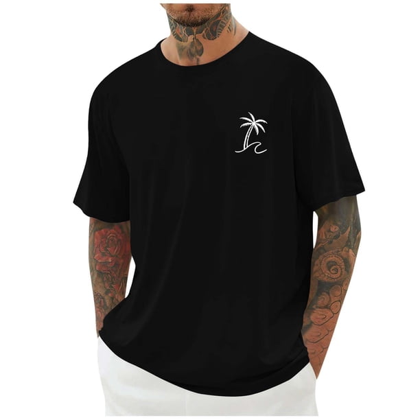 Camisetas de Manga Larga para Hombre Algodón No Aplicable Aquí, Camisetas de Manga Larga para Hombre de Navidad No Incluidas, Impresión Casual de Manga Corta