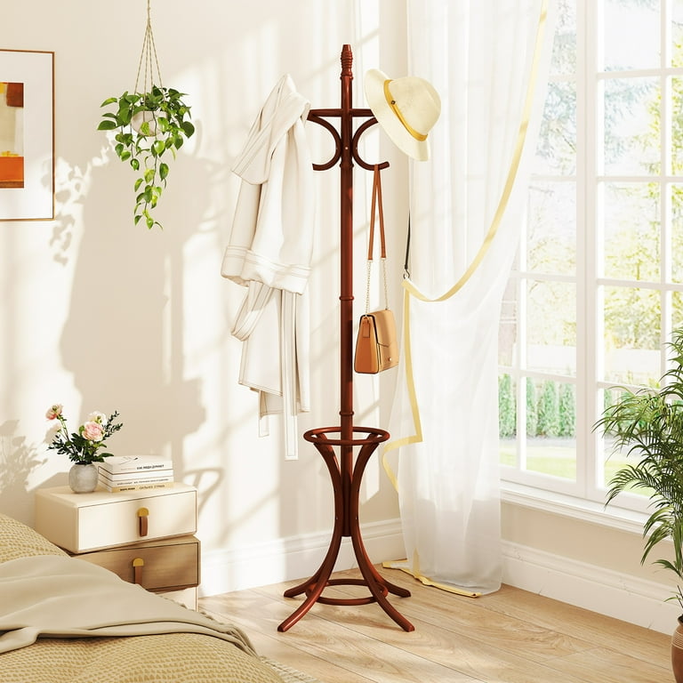 Gymax Coat Rack w/ Umbrella Holder, 73'' Freestanding with 12