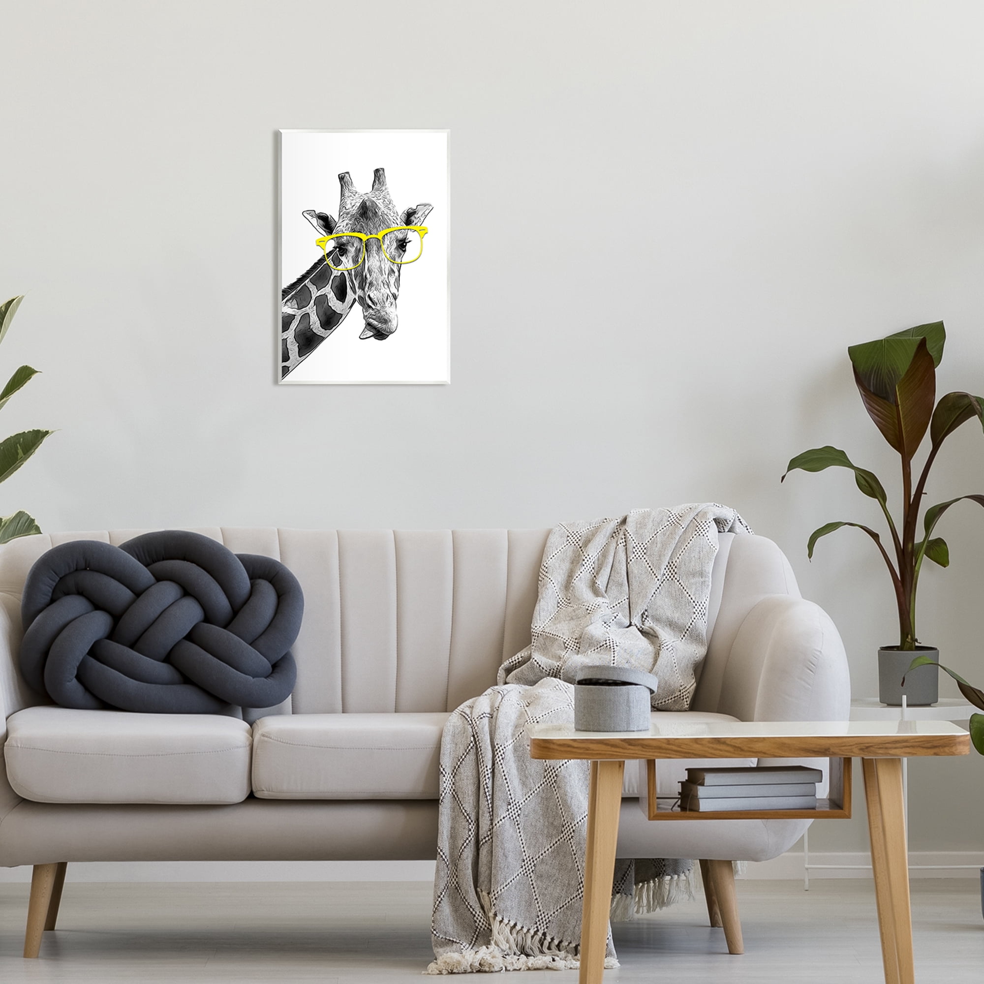 Stupell Industries Funny Giraffe Yellow Glasses Animals & Insects Painting Unframed Art Print Wall Art