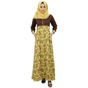Bimba Womens Muslim Printed Jilbab Dress Designer Abaya With Pockets & Hijab