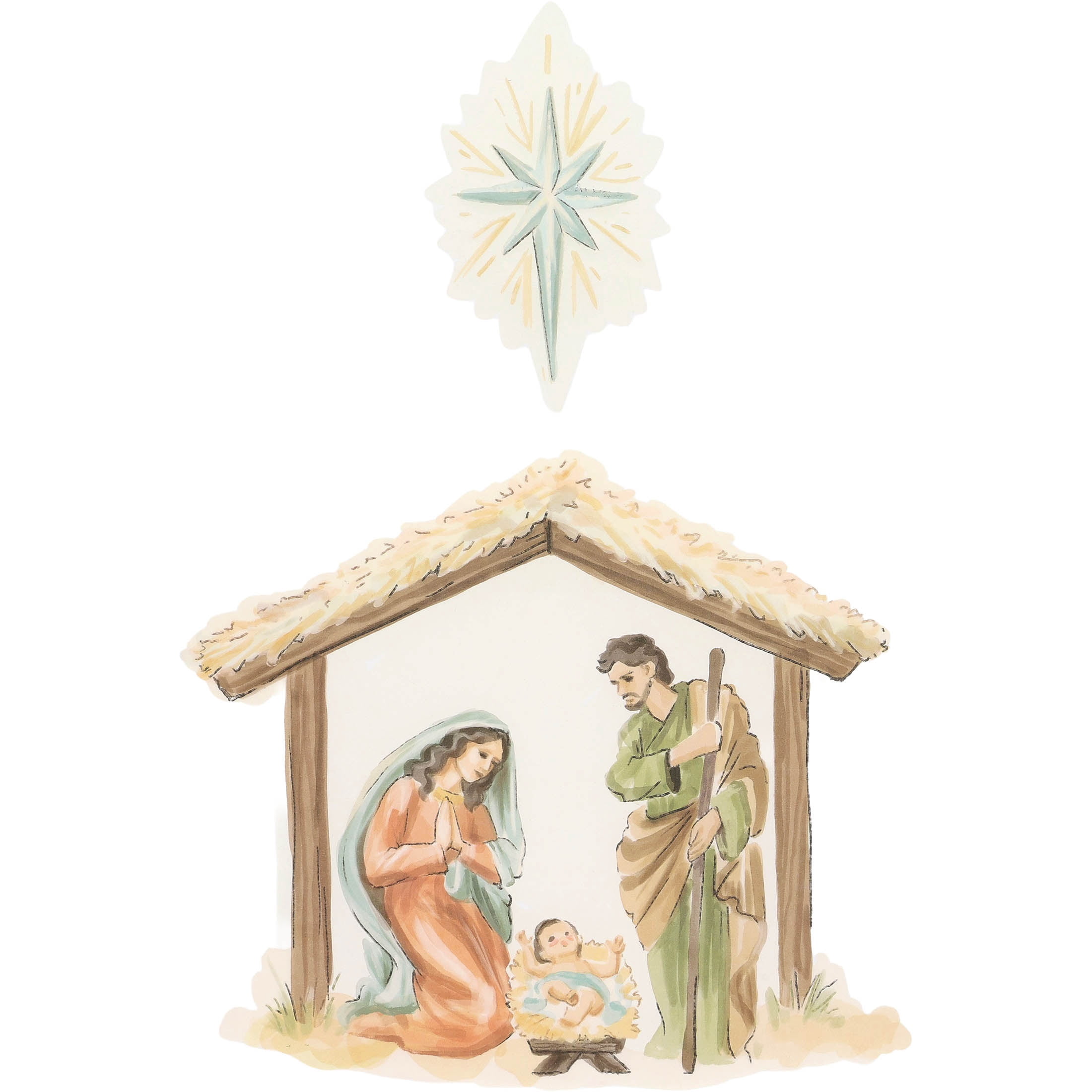 Nativity Scene Christmas Window Clings, Multicolor, 10.8" x 16.8", by Holiday Time