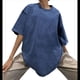 thumbnail image 1 of Camisetas Oversize para Mujer, Camisetas Vintage de Algodón, Cuello Redondo, Corta, Túnicas Lavadas de Verano. Azul L, 1 of 8