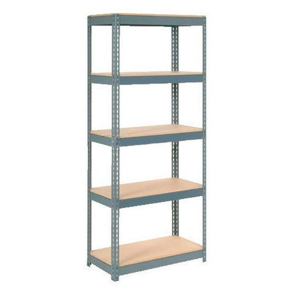 Global Industrial BD18367W5 5 Shelf Extra Heavy Duty Boltless Shelving Starter, Wood Deck - Gray - 36 x 18 x 72 in.