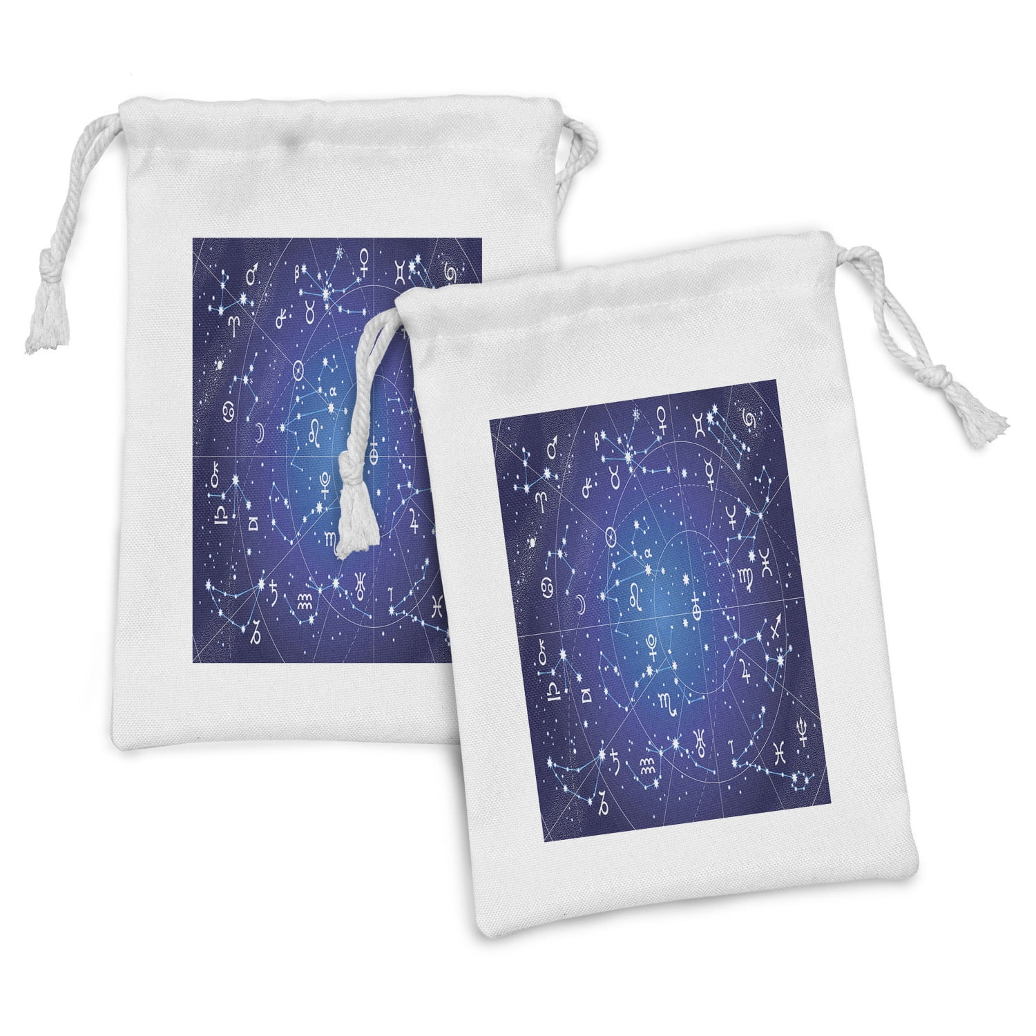 Download Astrology Fabric Pouch Set Of 2 Constellation Of Zodiac And Planets Original Coordinates Of Celestial Body Pattern Drawstring Bag For Toiletries Masks And Favors 9 X 6 Dark Blue By Ambesonne
