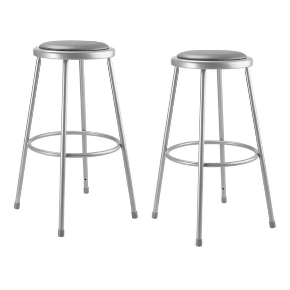(Pack of 2) NPS 30" Heavy Duty Vinyl Padded Steel Stool, Grey