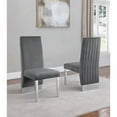 thumbnail image 2 of Chaises Latérales d'Accent en Velours Capitonné Gris avec Détails Chromés Argentés (Ensemble de 2), 2 of 2