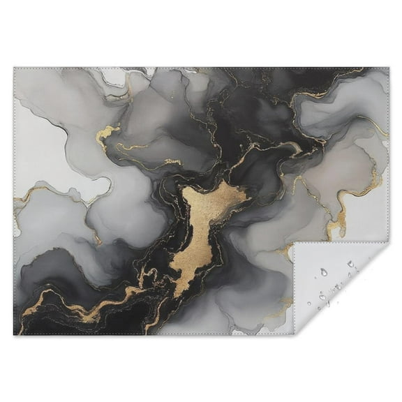 Black Gray Gold Marble Pattern Rectangle Tablecloth 60"x84",Waterproof Polyester Rectangle Table Cloth, Wipeable Spillproof Polyester Tablecloth for Dining, Camping, Indoor and Outdoor