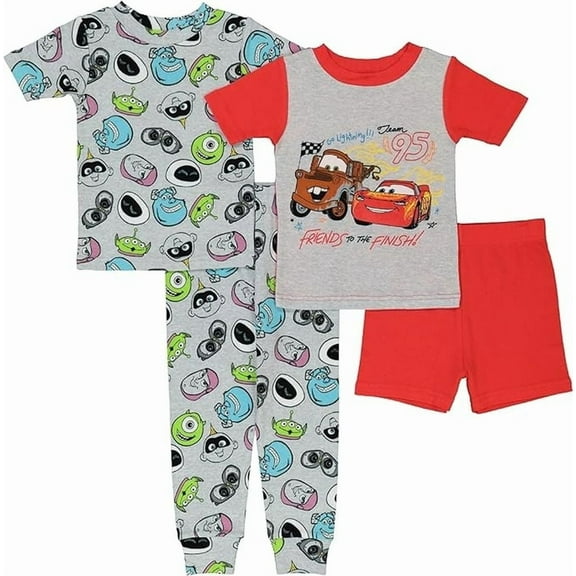 Disney Monsters Inc. and Cars Toddler Boy's 4-Piece Character Pajama Set, Size 3T