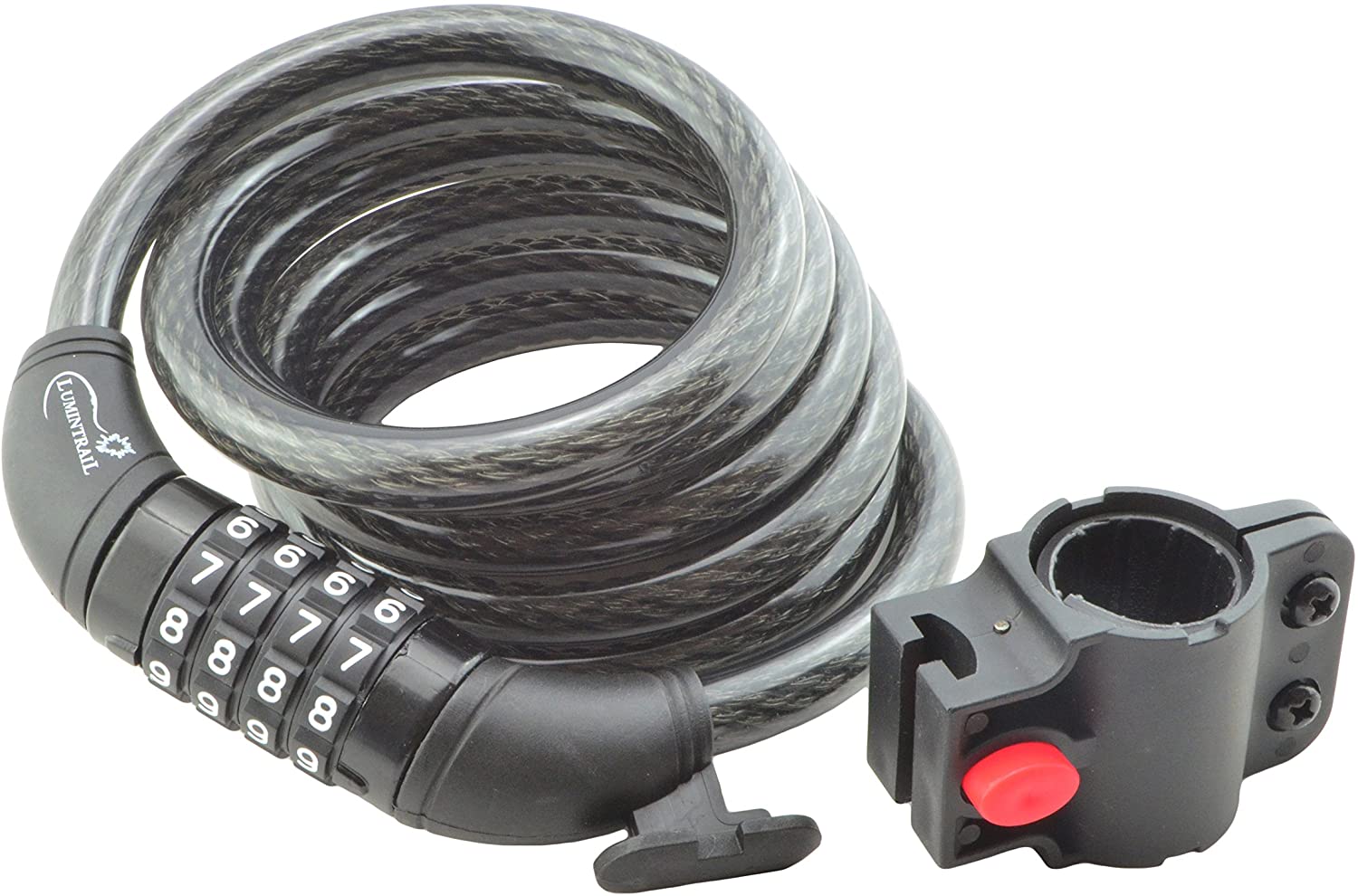 Lumintrail Bike Cable Lock 6 ft Self Coiling 12mm Braided Steel Cable