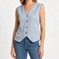 thumbnail image 6 of GUACER Gingham Plaid Vest for Women Sleeveless Button Down V Neck Blouse with Pocket Casual Summer Tank Tops, 6 of 8