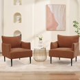 thumbnail image 5 of Modern Armchair Mid-Century Linen Fabric Accent Chair Comfy Single Sofa Upholstered Accent Living Room Chairs with Arms Metal Legs for Bedroom Office, 5 of 7