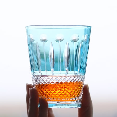 10.5OZ Flared Shape Multi-colored Crystal Glass Whiskey Tumbler Edo Kiriko In Gift Box For Water Juice Wine Beer Whiskey